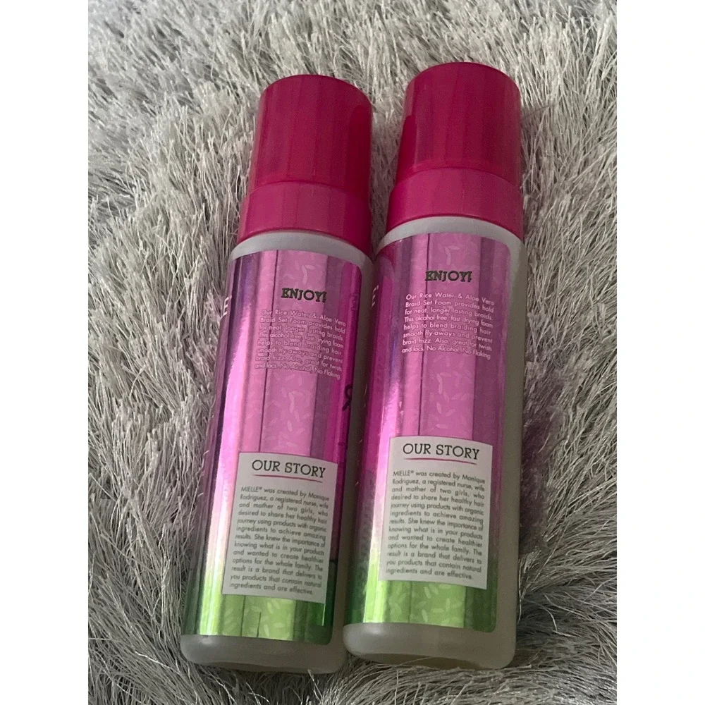 Mielle Organics Rice Water & Aloe Vera Braid Set Foam 7.5oz 2 Pack New‎